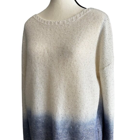 BELLINA WOOL AND ALPAKA BLEND EMBELLISHED OMBRE DESIGN SWEATER, SZ. M, NWT - Picture 2 of 9